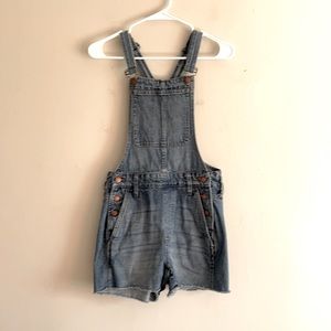 Madewell denim short overalls shortalls raw hem size XXS